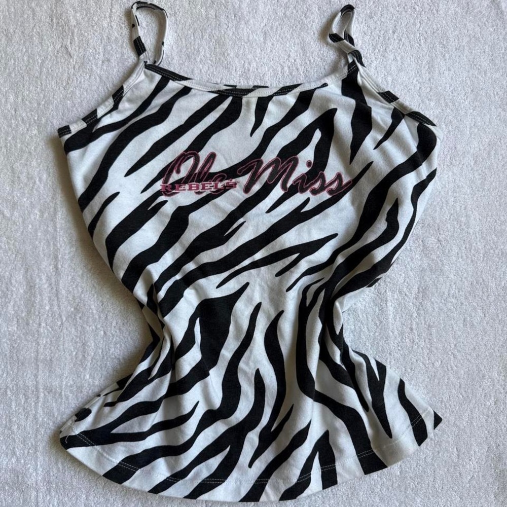 Ole Miss Rebels black + white zebra print tank top